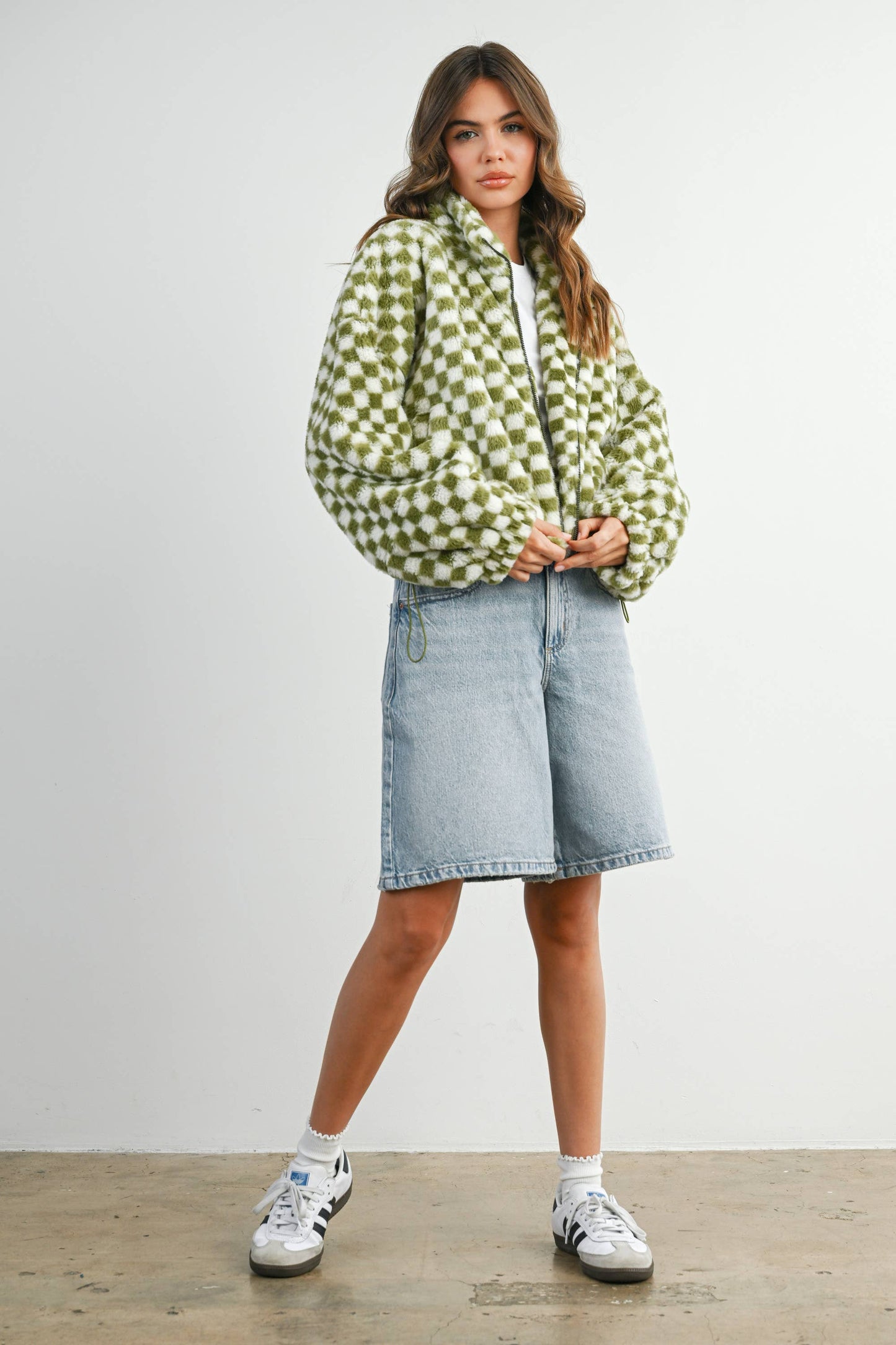 Fall Winter Checker Teddy Fall Jacket