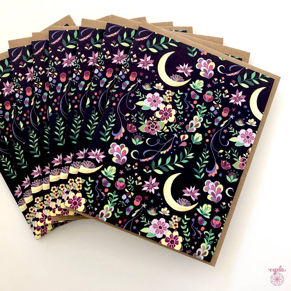Crescent Moon Flowers Box of 8 Cards
