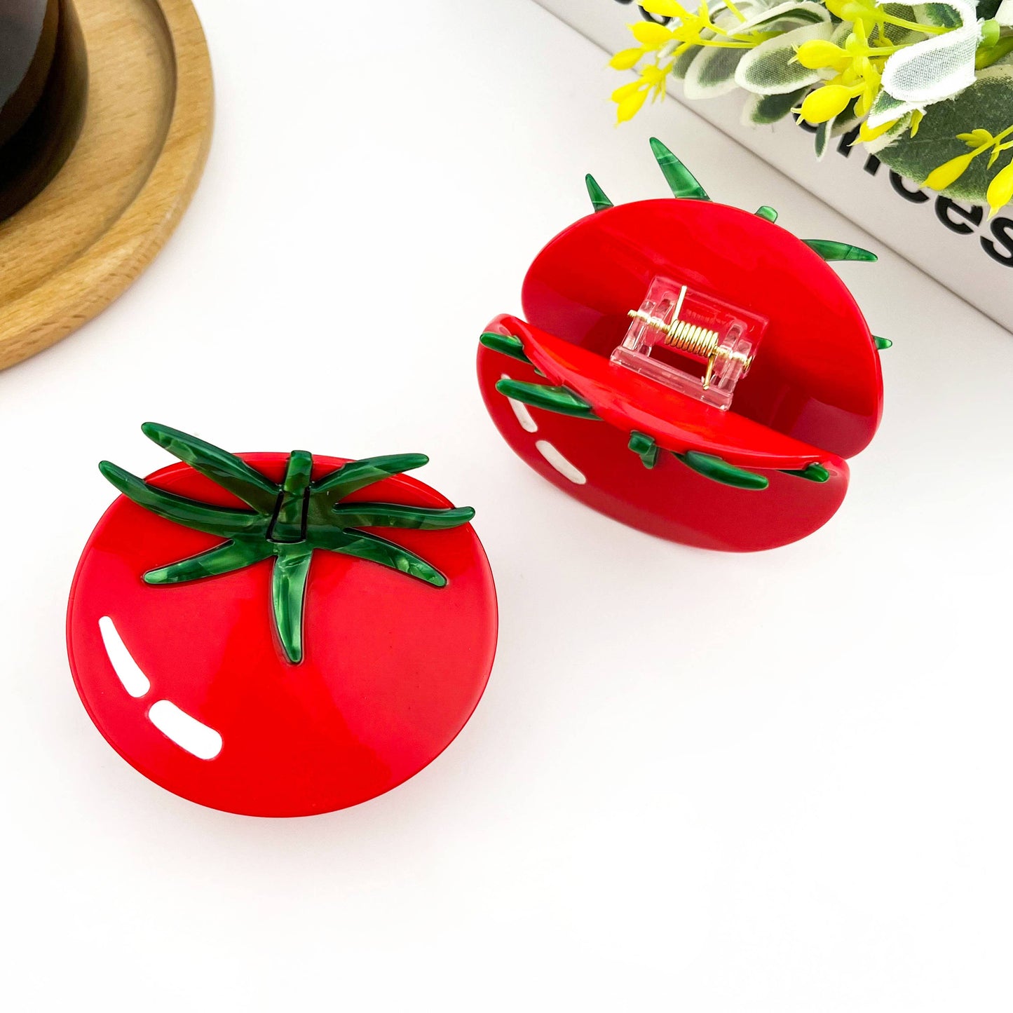 Red Tomato Hair Claw Clip, Acetate  Vegetable Hair Clip