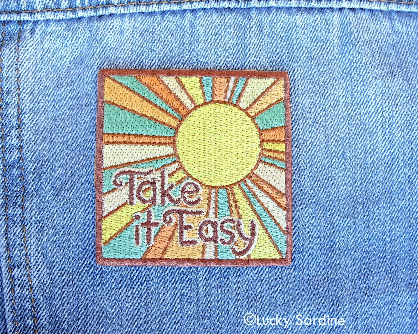 Take It Easy Sunshine Embroidered Iron-on Patch