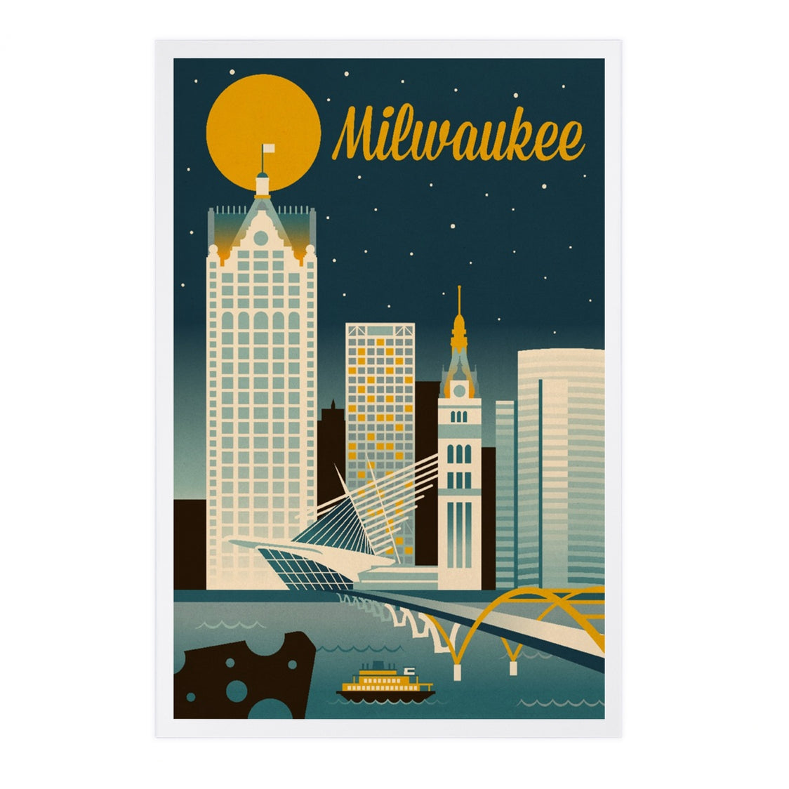 Milwaukee Retro Skyline Premium Postcard