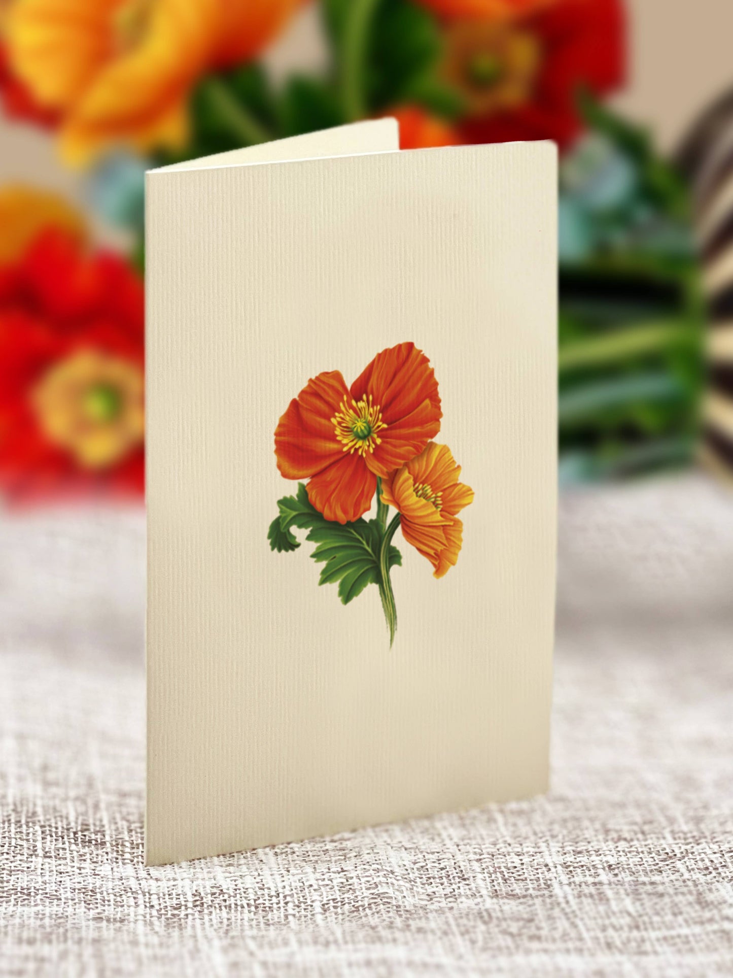 Mini French Poppies Pop-up Greeting Card