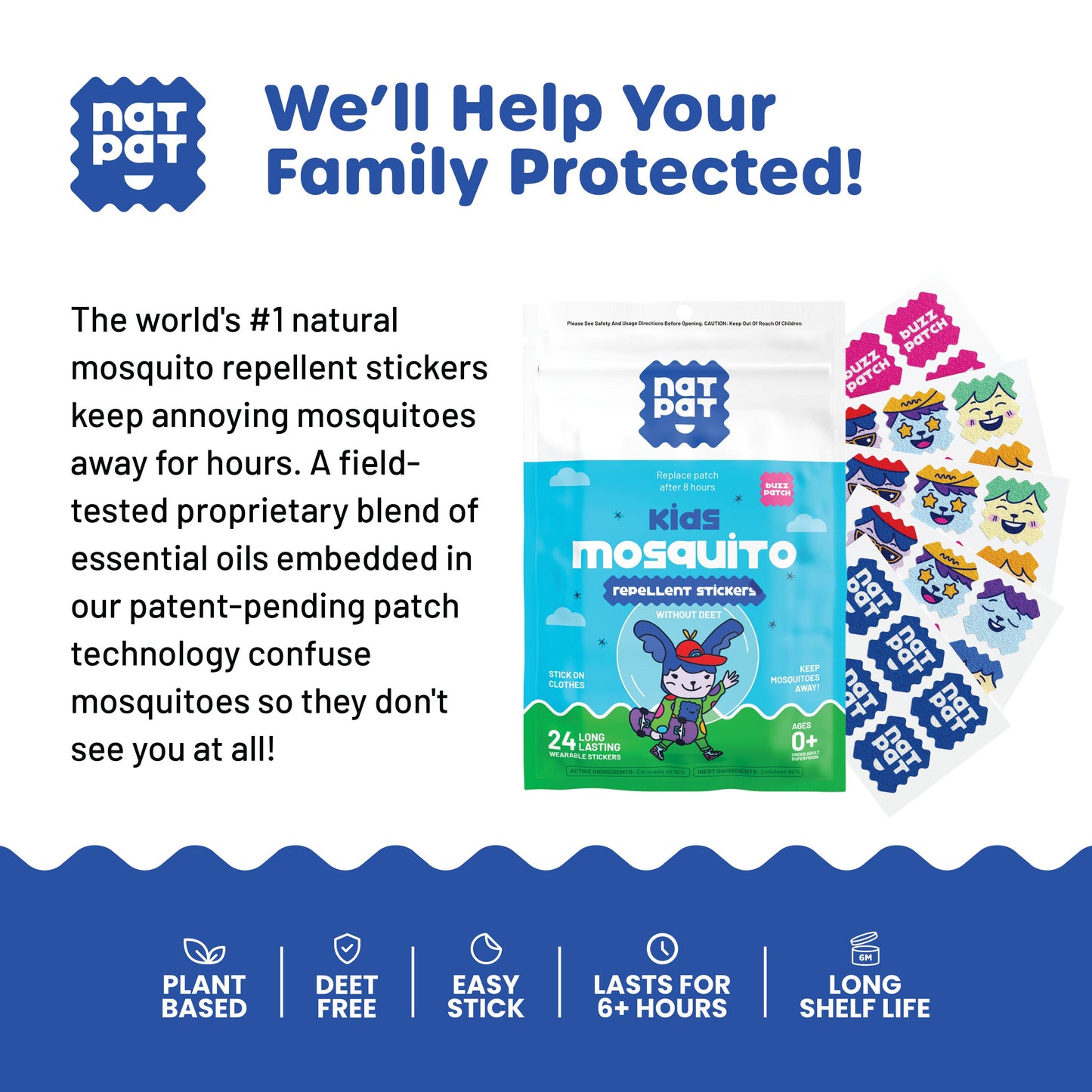 NATPAT BuzzPatch: Mosquito Patches, Natural Insect Repellent