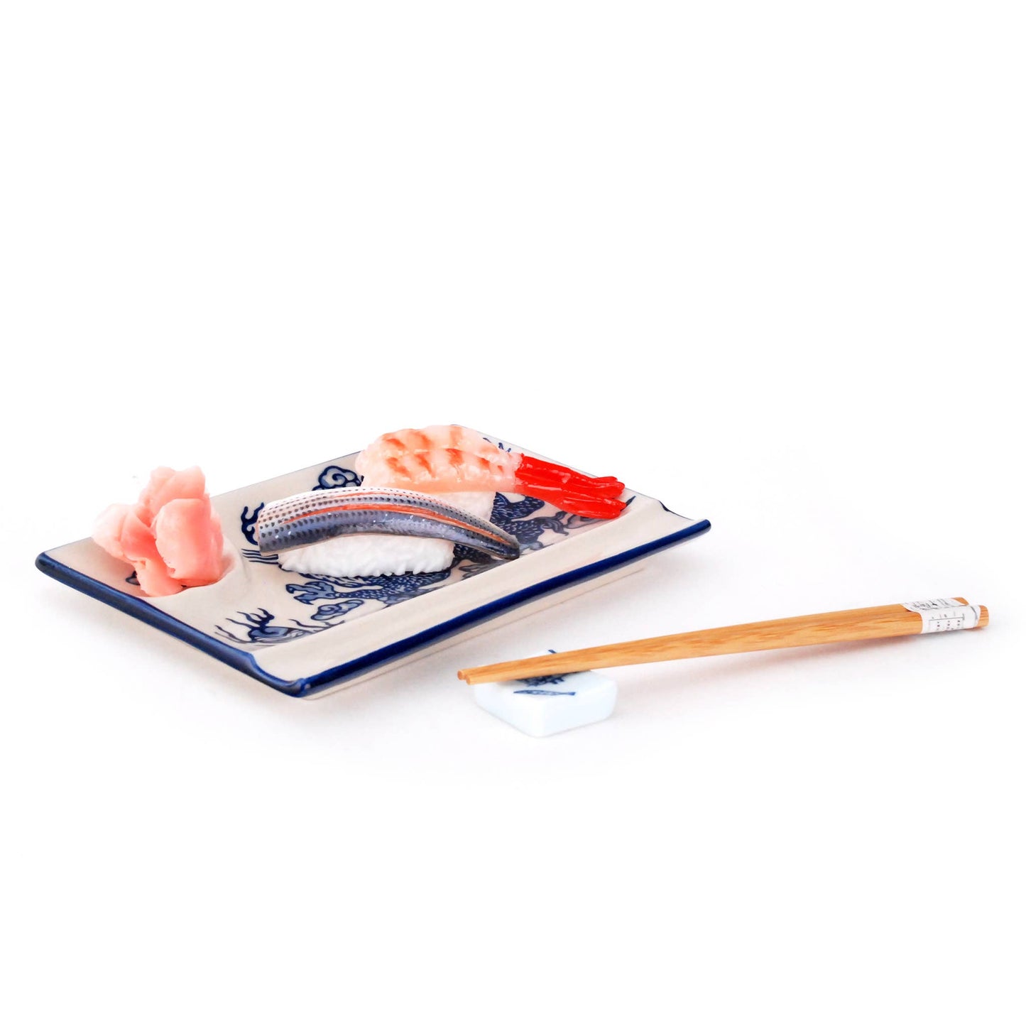 MIRA DIVIDED PLATE WITH CHOPSTICKS – BLUE CHINESE DRAGONS