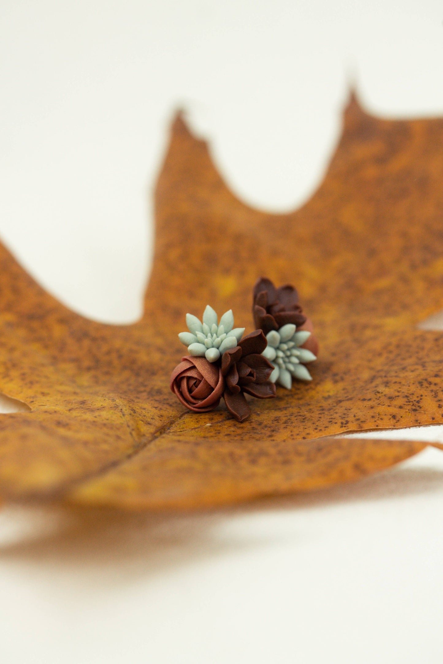 Succulent-Inspired Earrings – Handmade Polymer Clay Jewelry