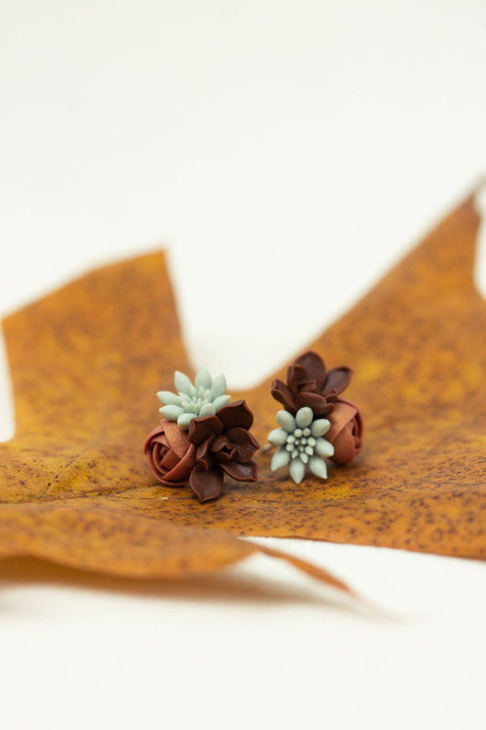 Succulent-Inspired Earrings – Handmade Polymer Clay Jewelry