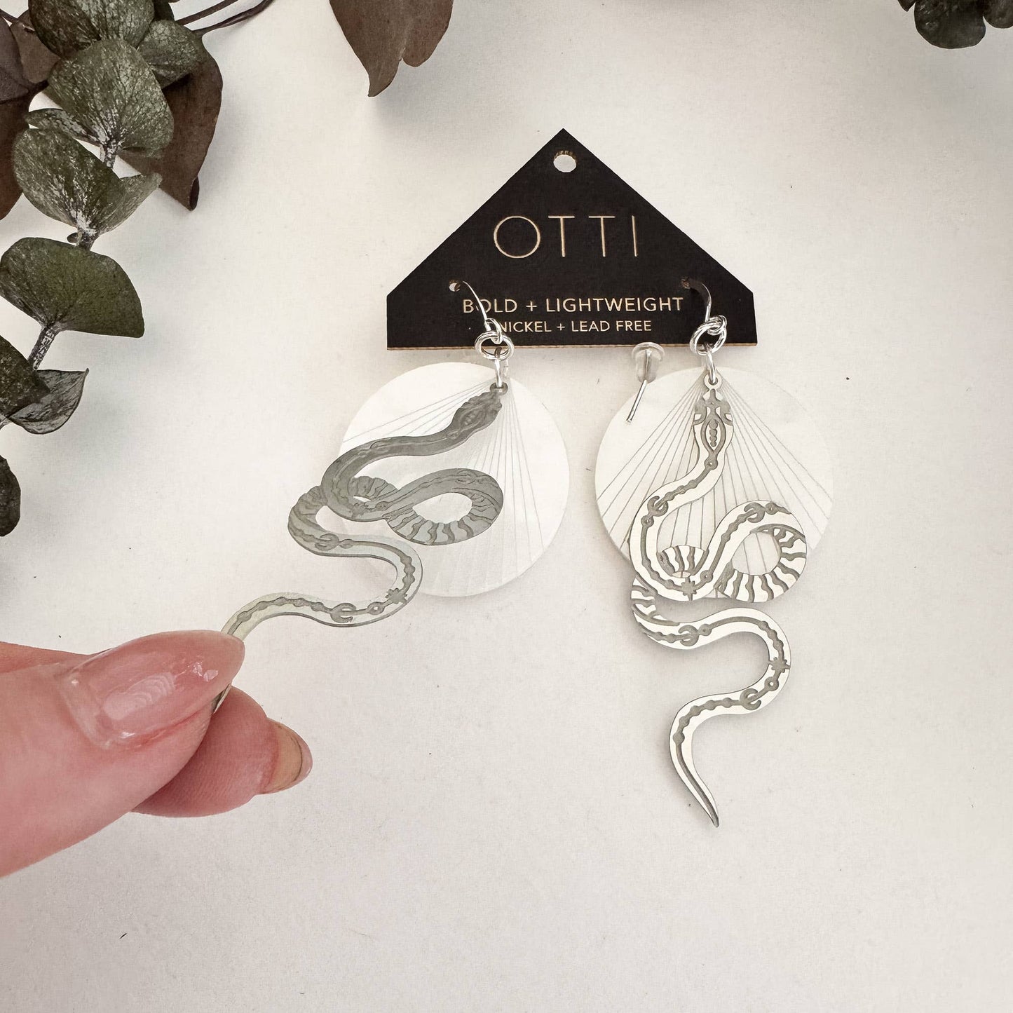 Silver Snake Earrings: Solid
