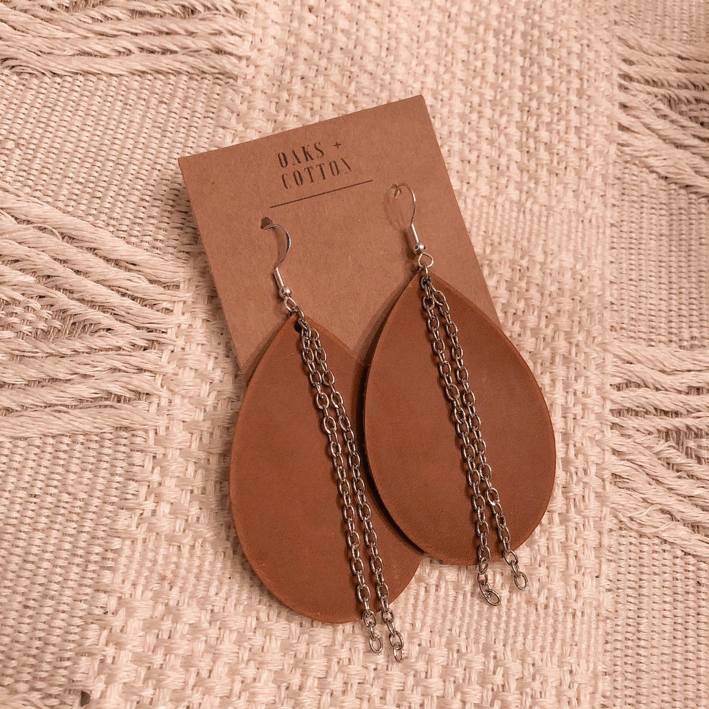 Teardrop Earrings w/ Chain (Large)