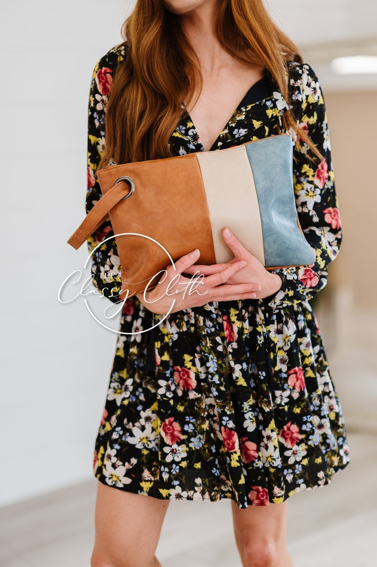 Trendy Color Block Clutch