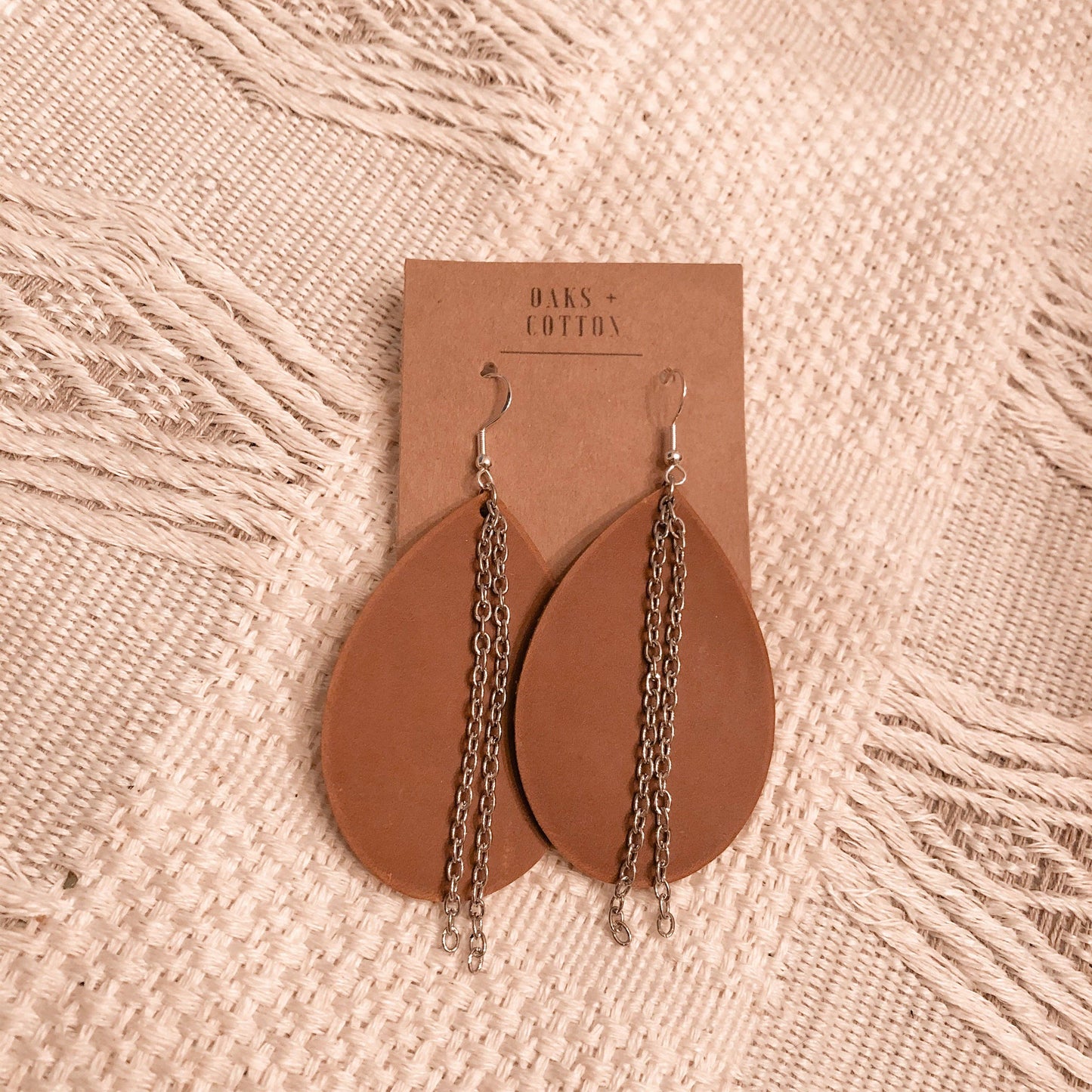 Teardrop Earrings w/ Chain (Large)