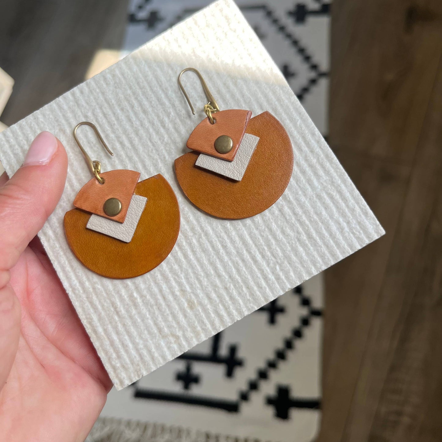 Handcrafted Leather, Brown, Desert Bloom Earrings