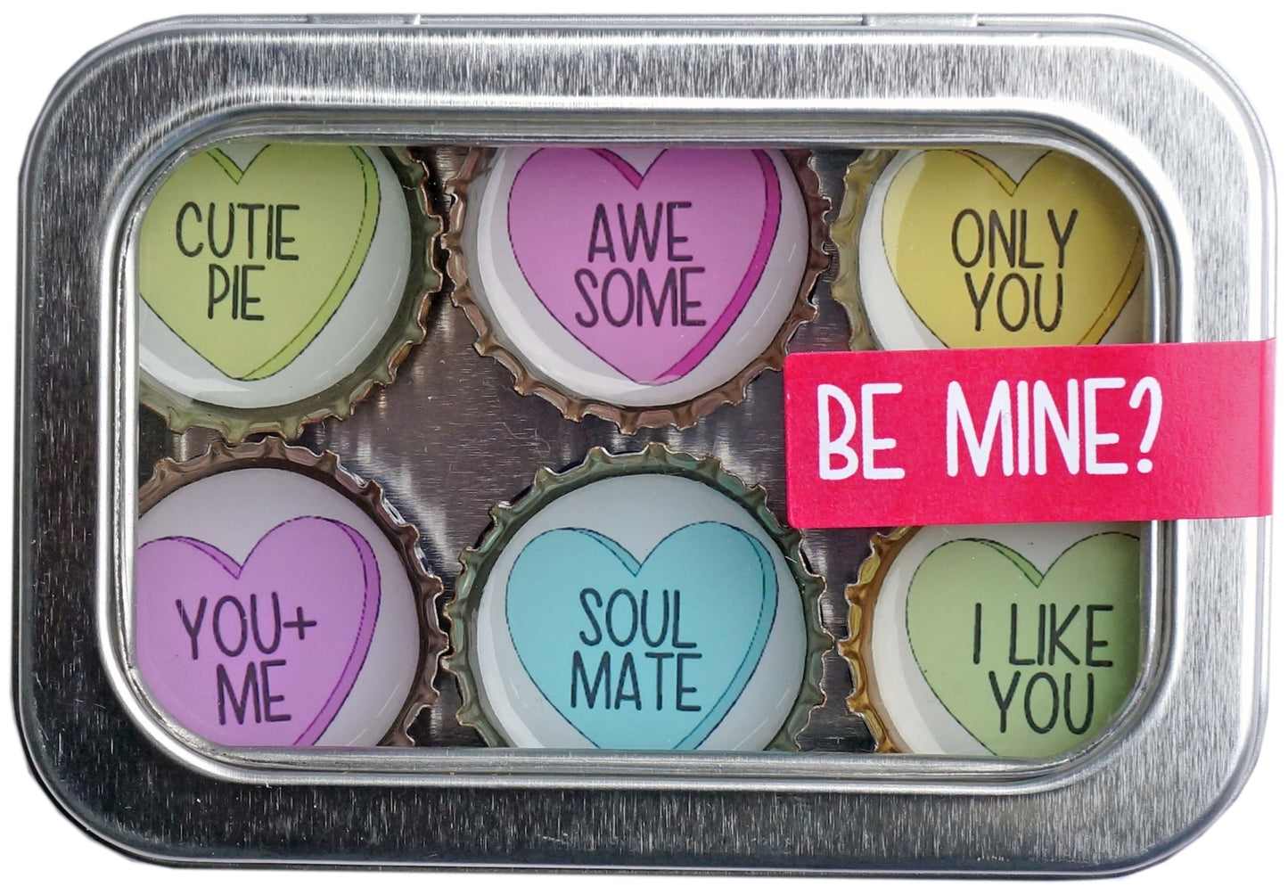 Be Mine Bottle Cap Magnet Set