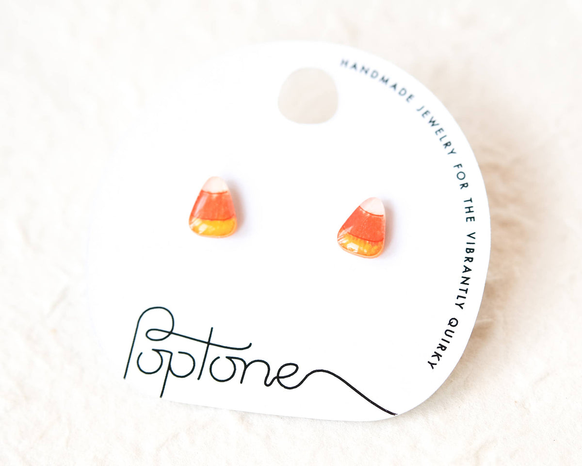 Candy Corn Tiny Halloween Stud Earrings
