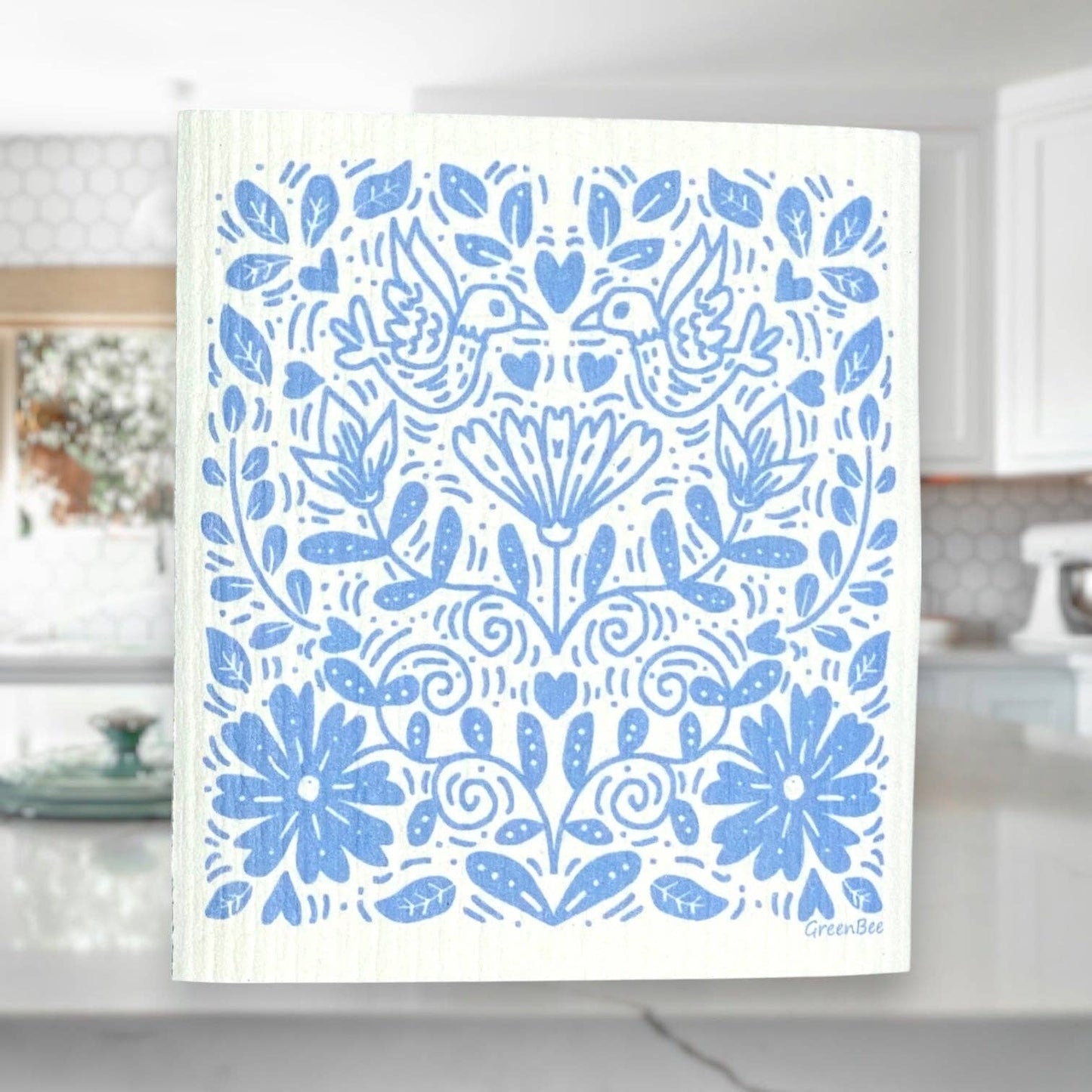Blue Floral Pattern Swedish Dishcloth