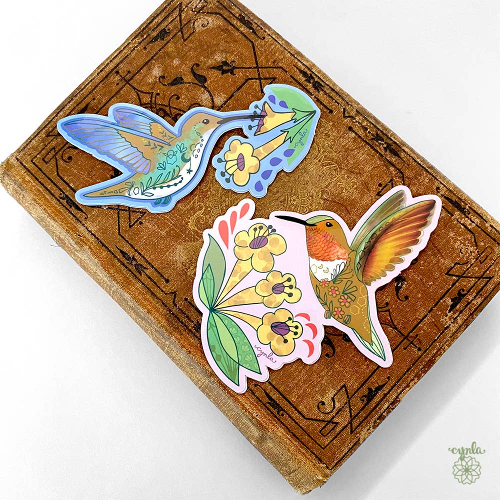 BOX of 8 Hummingbird Thank You cards blank floral thank you