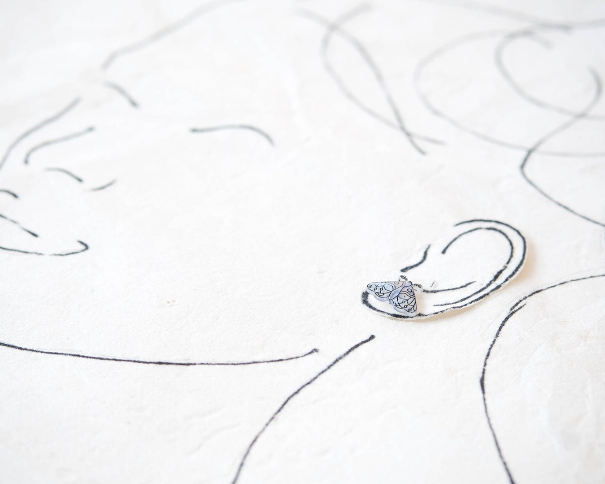Winter White Moth Stud Earrings
