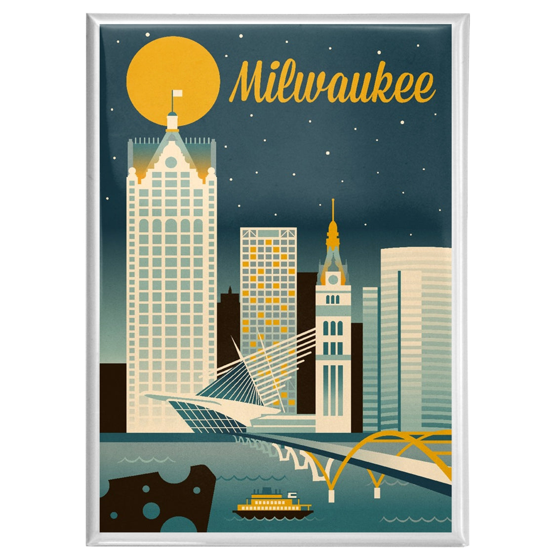 Milwaukee Retro Skyline Magnet