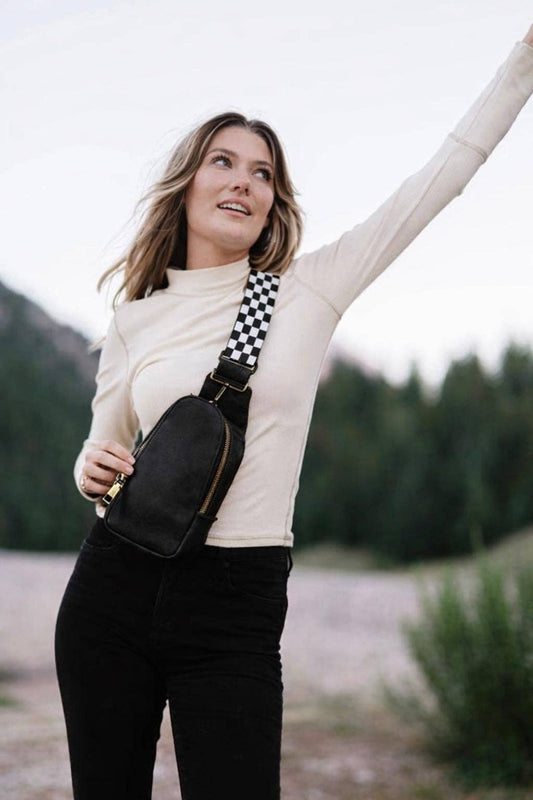Sarah Shoulder Sling Crossbody - Black Checkered