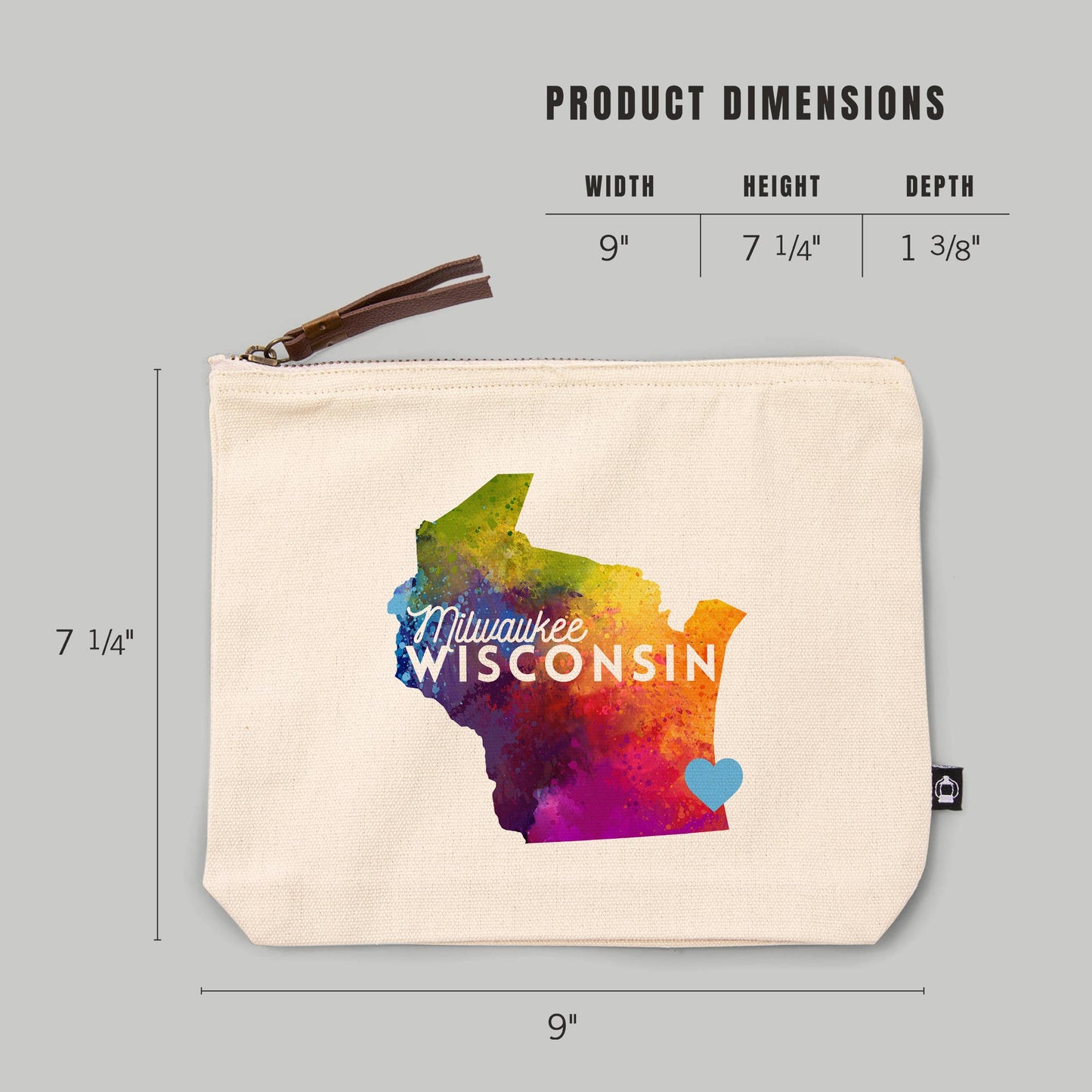 GO BAG POUCH Milwaukee, Wisconsin, State Watercolor