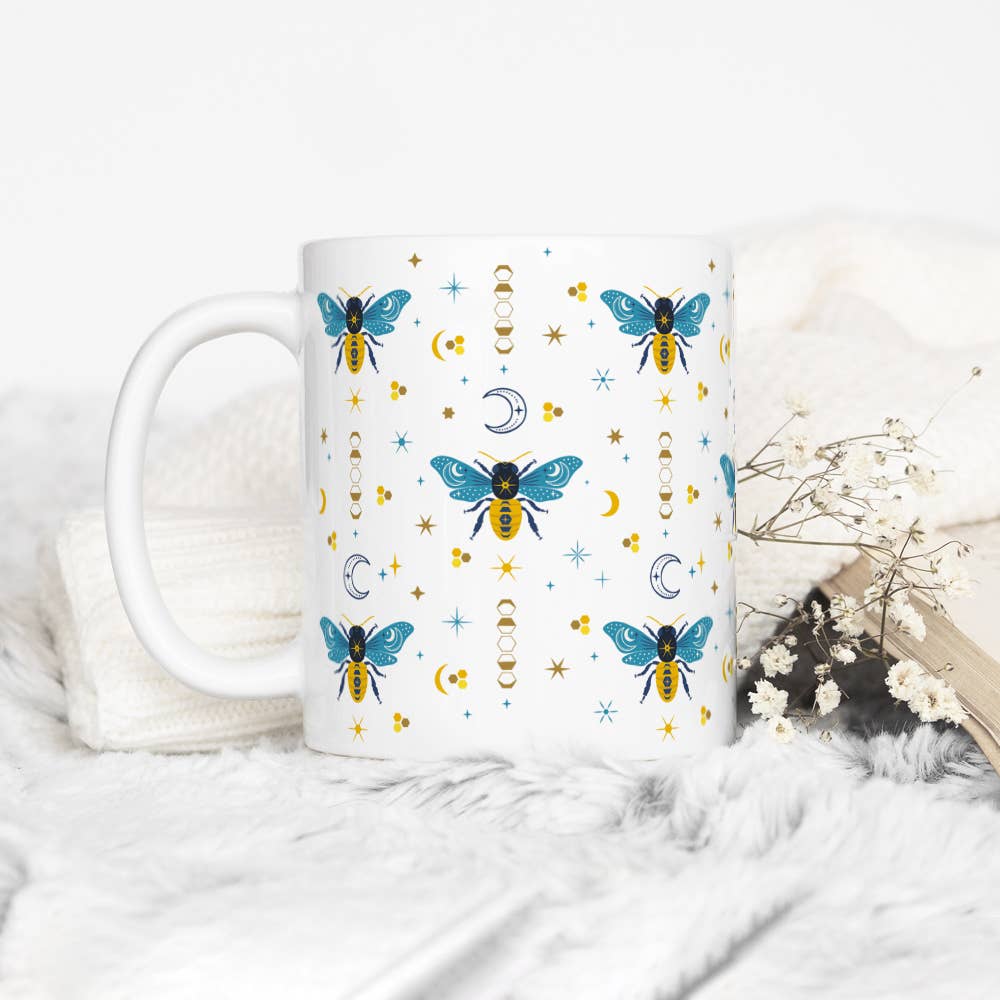 Celestial Bee Pattern Ceramic Mug
