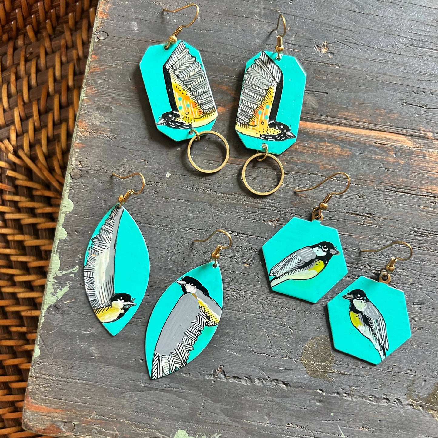 One-of-a-Kind Earrings: Chickadee