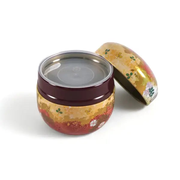 Red Floral Design Tea Leaves Container 3.5 oz