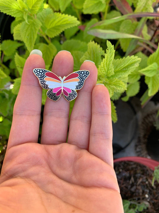 Lesbian Pride Butterfly Enamel Pin