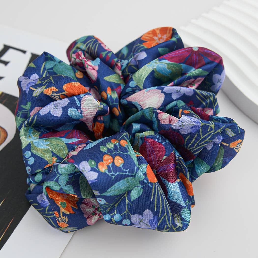 Vintage Floral Print Soft Scrunchies