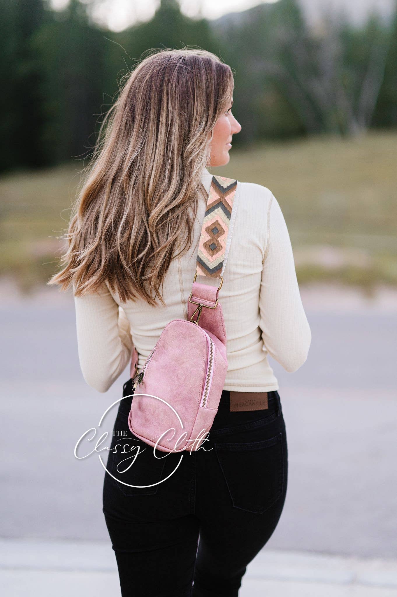 Sarah Shoulder Sling Crossbody - Blush Grey Geo