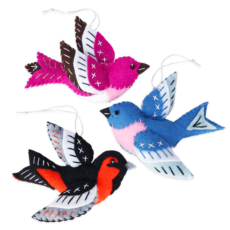 Felt Ornament Making Kit - Bluebird, Oriole and Purple Finch