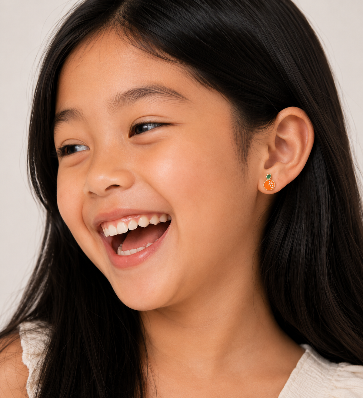 Orange Enamel Flat Back Kids Earrings