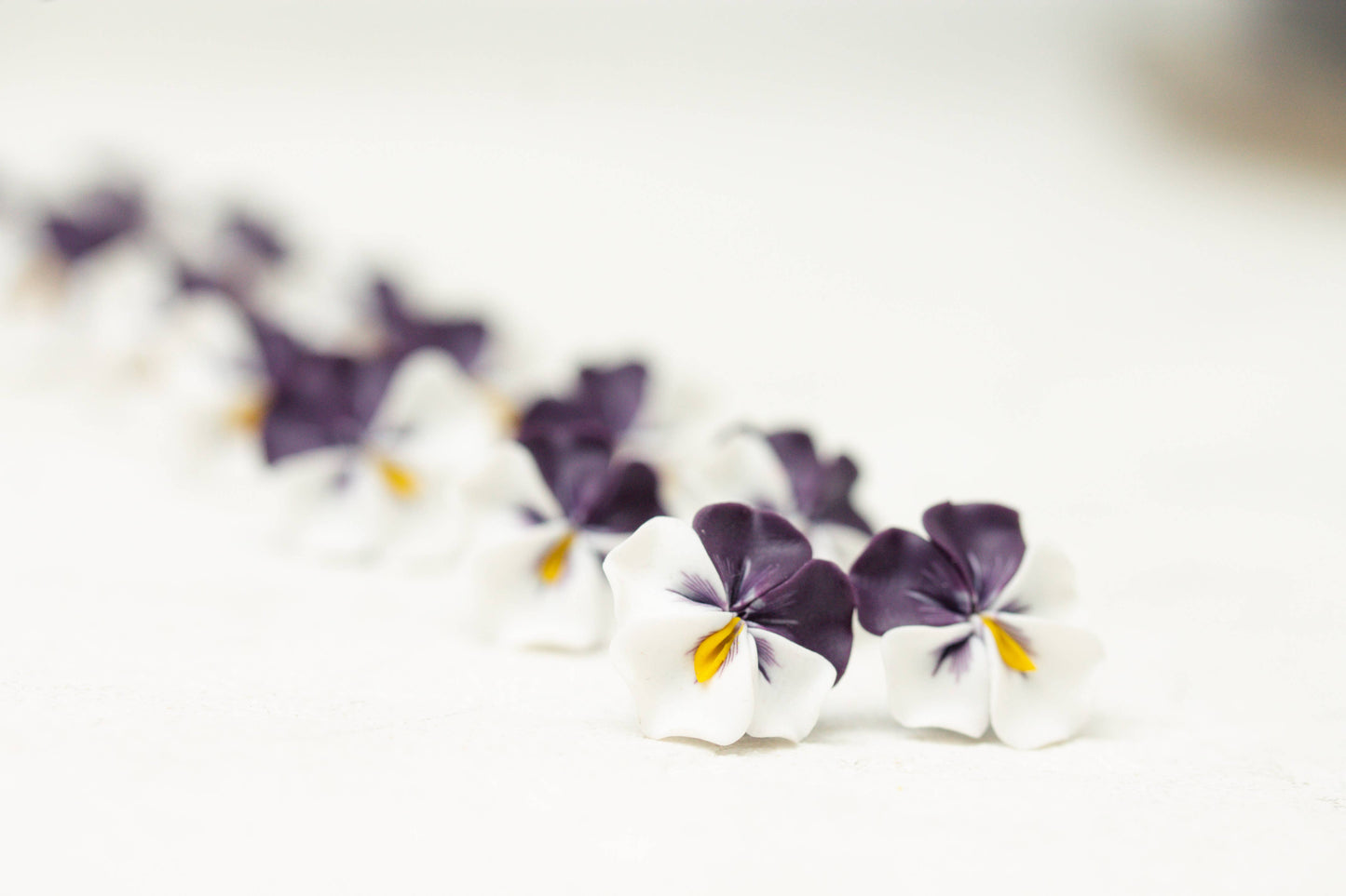 Purple White Pansy Earrings