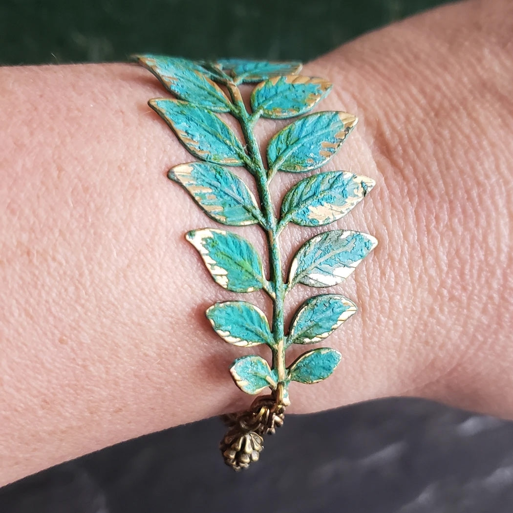 Verdigris Patina Leaf Bracelet