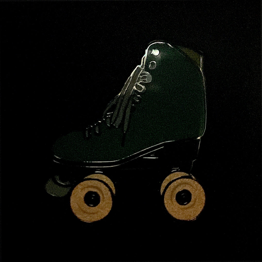 Sea Foam Roller Skate Pin With Glow in the Dark Wheels