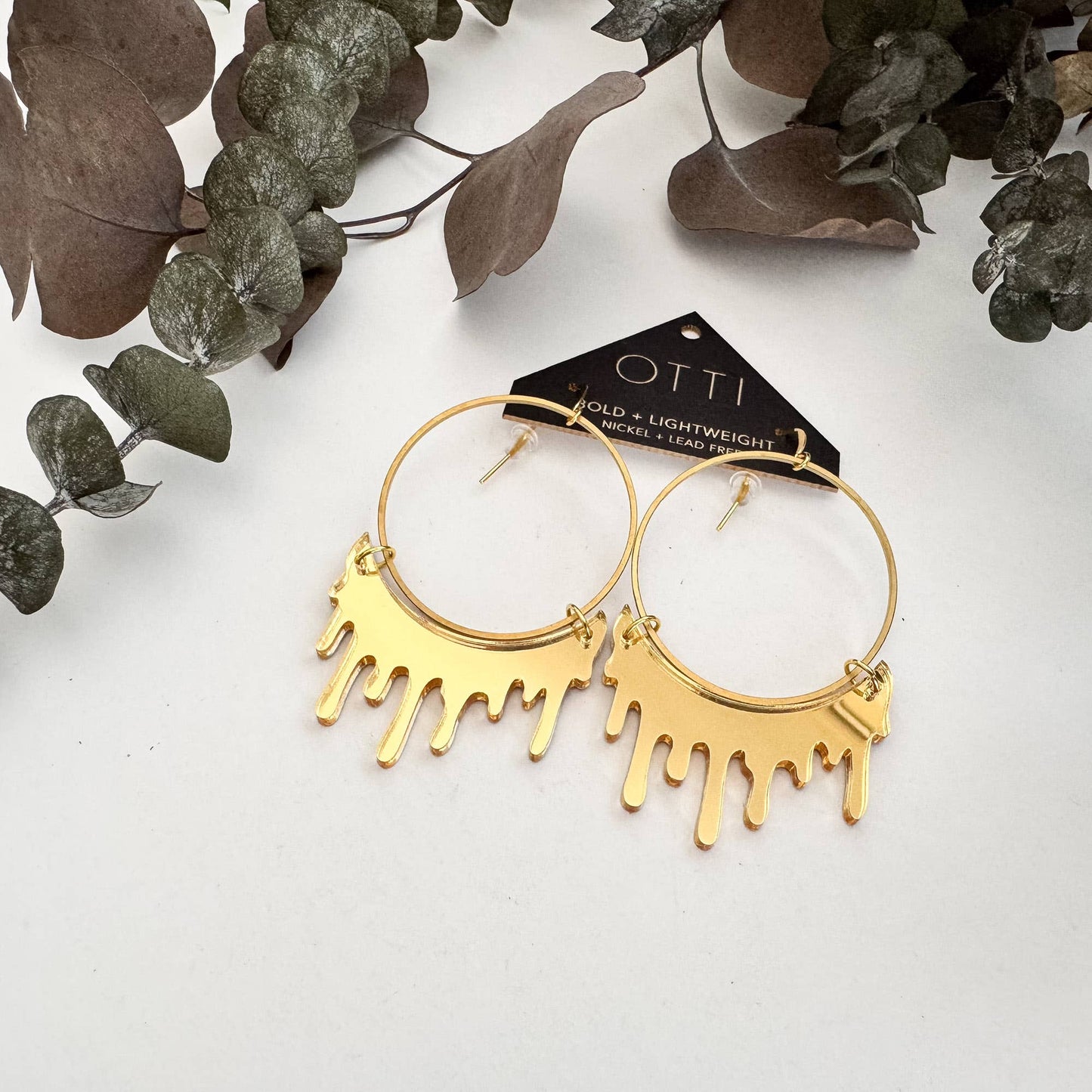 Dripping "Slime" Acrylic Hoop Earrings: Mirrored GOLD