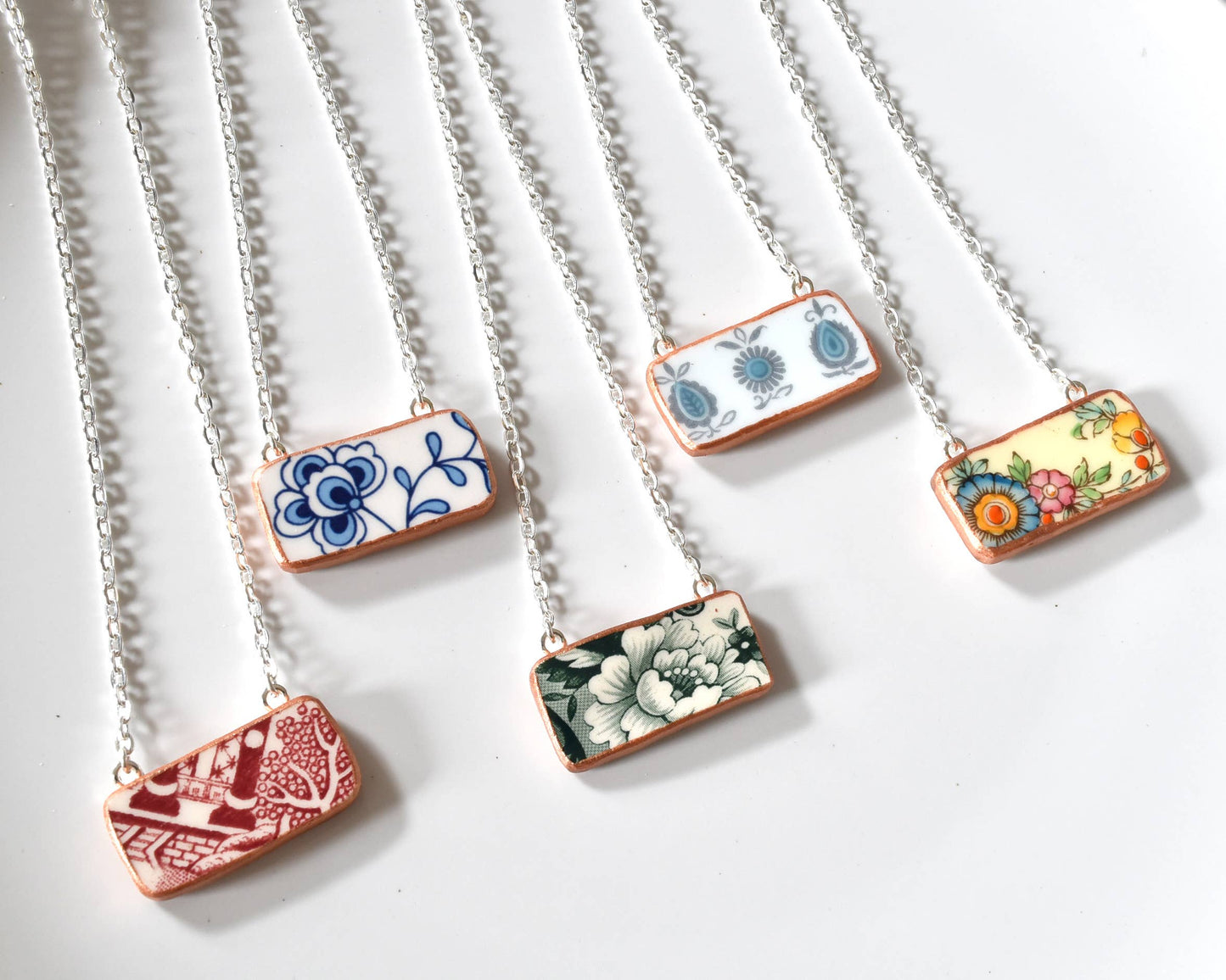 Broken Plate Rectangle Necklace   