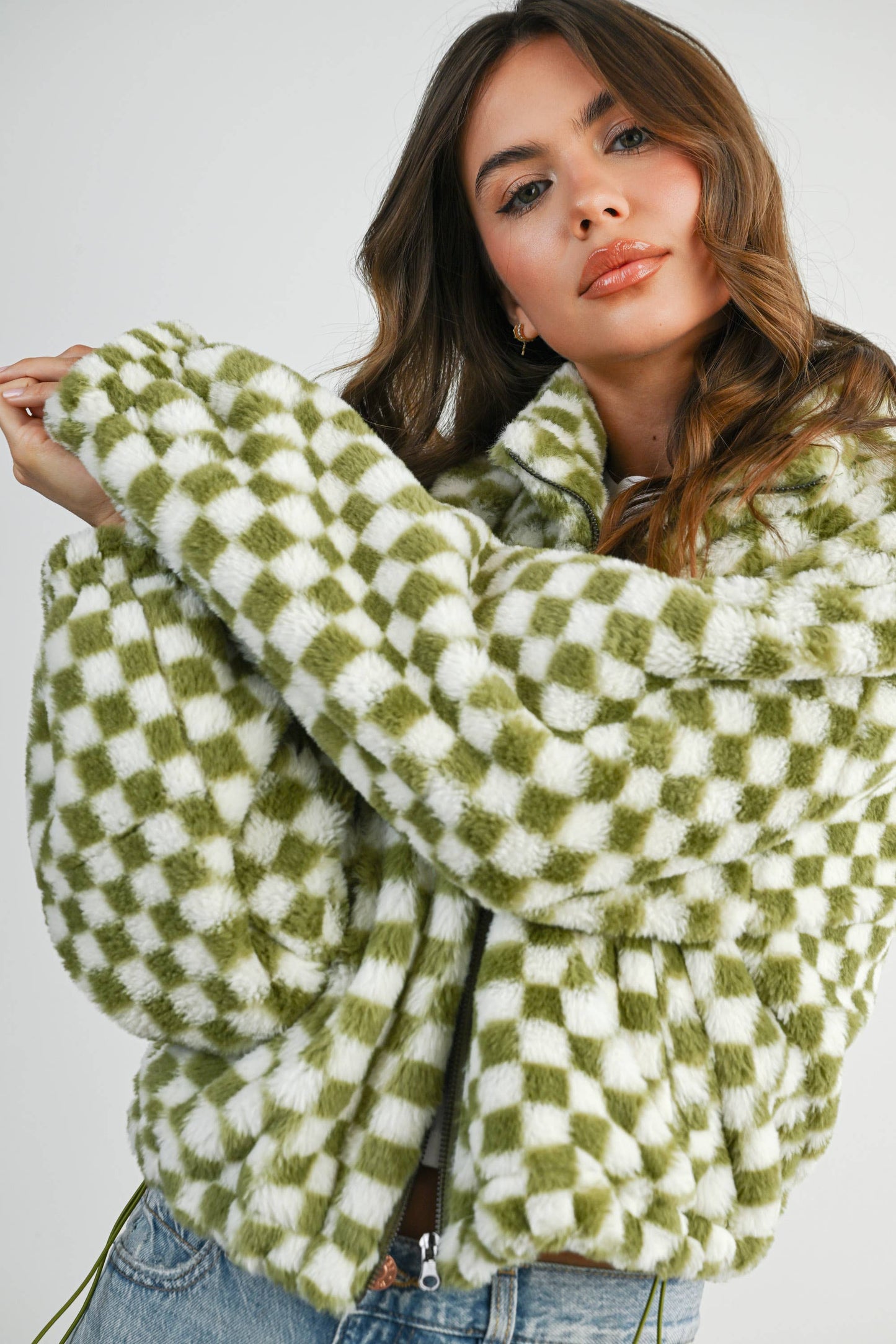 Fall Winter Checker Teddy Fall Jacket