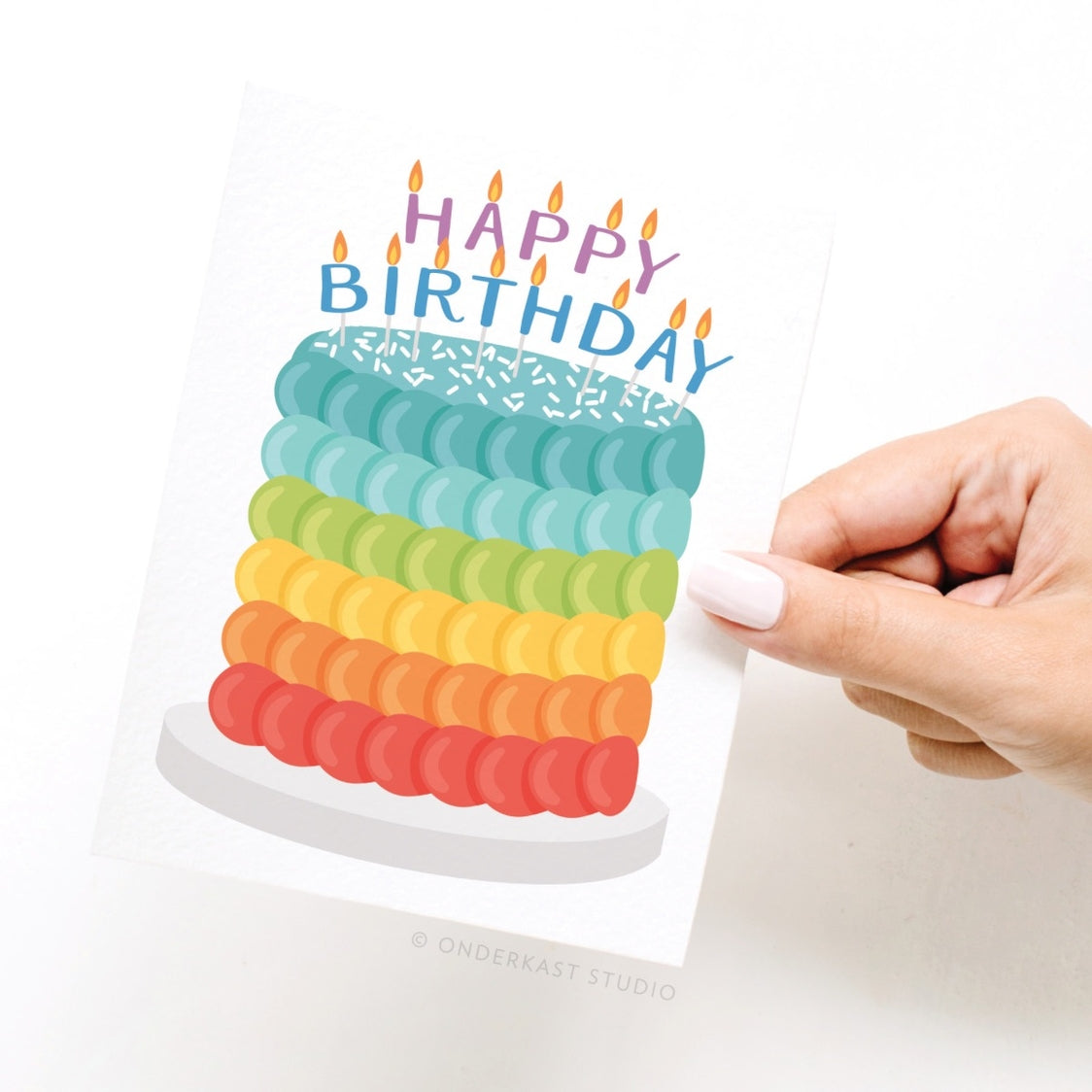 Happy Birthday Rainbow Cake Greeting Card