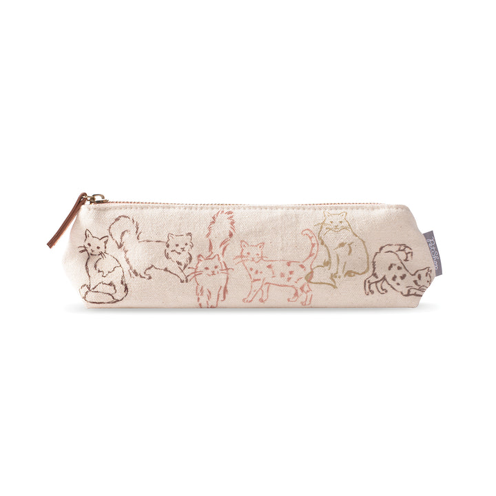 Inked Cats Cotton Canvas Flat Bottom Zipper Pouch