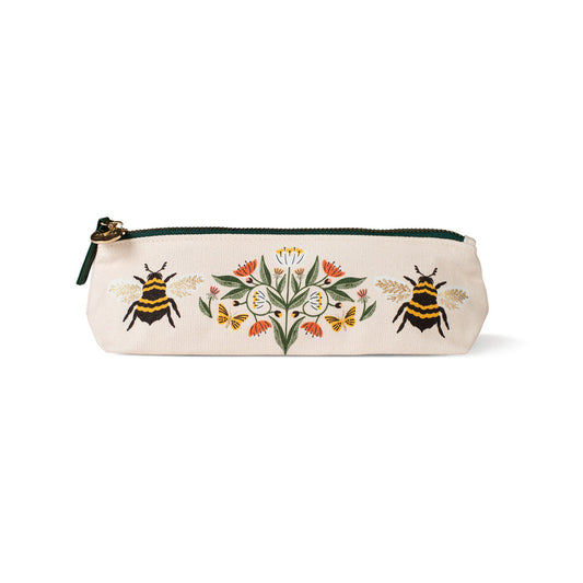 JT Bee Floral Flat Bottom Pencil Pouch