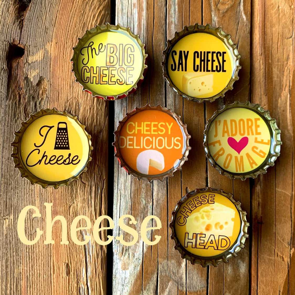 Cheese Bottle Cap Magnet Set