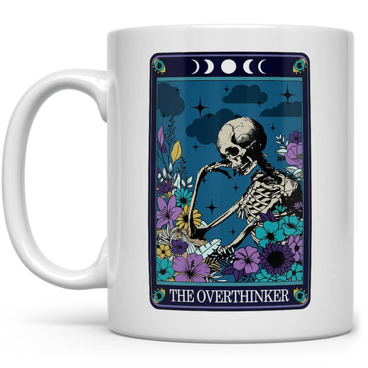 The Overthinker Skeleton Tarot Card Mug
