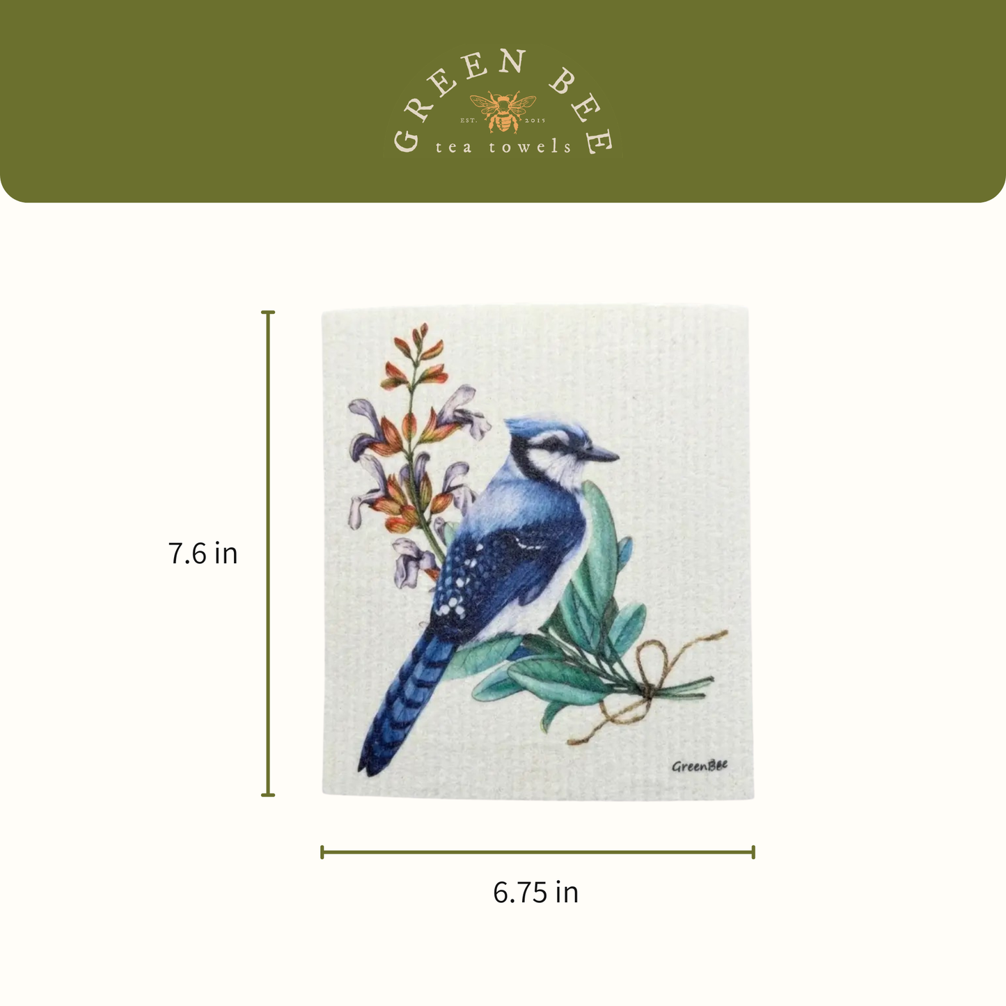 Blue Jay Swedish Dishcloth