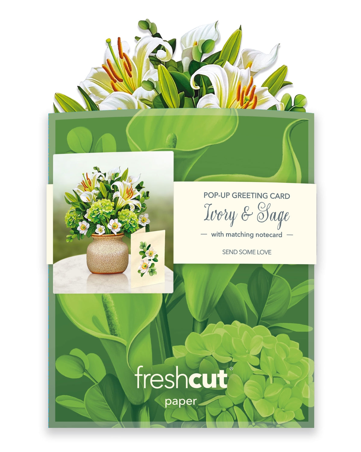 Mini Ivory & Sage Pop-Up Greeting Card