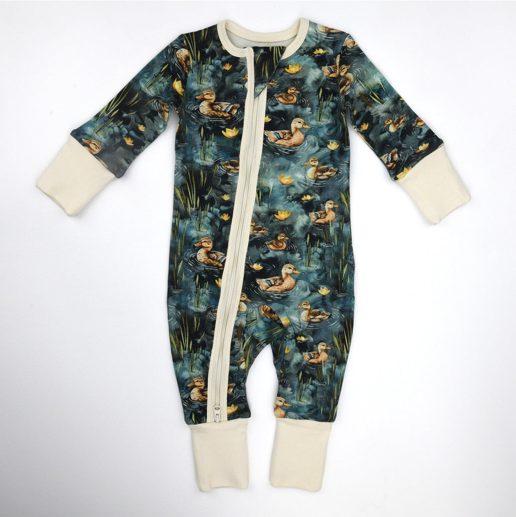 Organic Cotton Long Sleeve Baby Pyjamas, 2-Way Zipper Sleeper