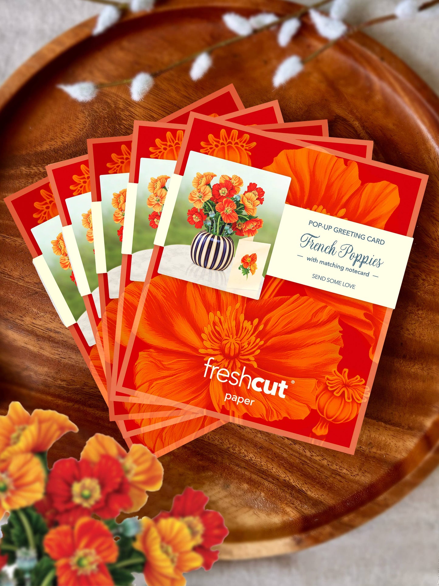 Mini French Poppies Pop-up Greeting Card