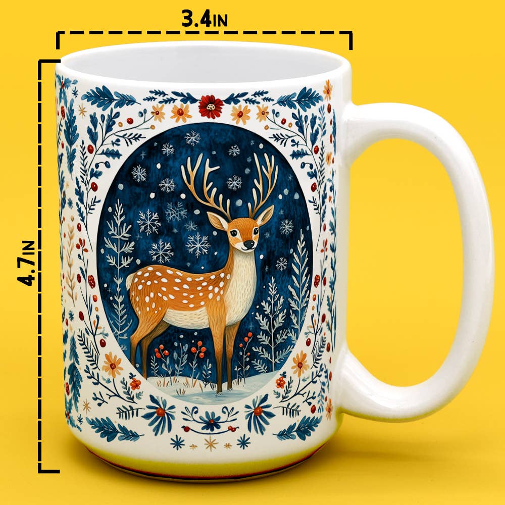 Festive Winter Woodland Deer Mug