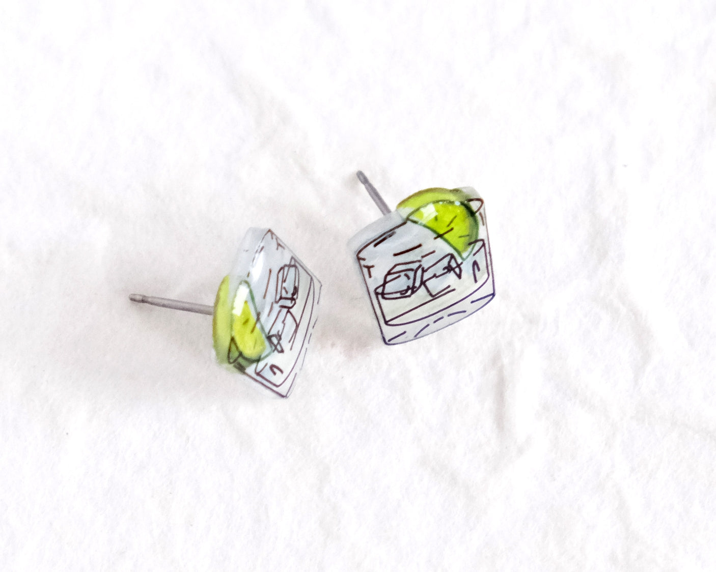 Tequila On the Rocks + Lime, Drink Cocktail Fiesta Earrings