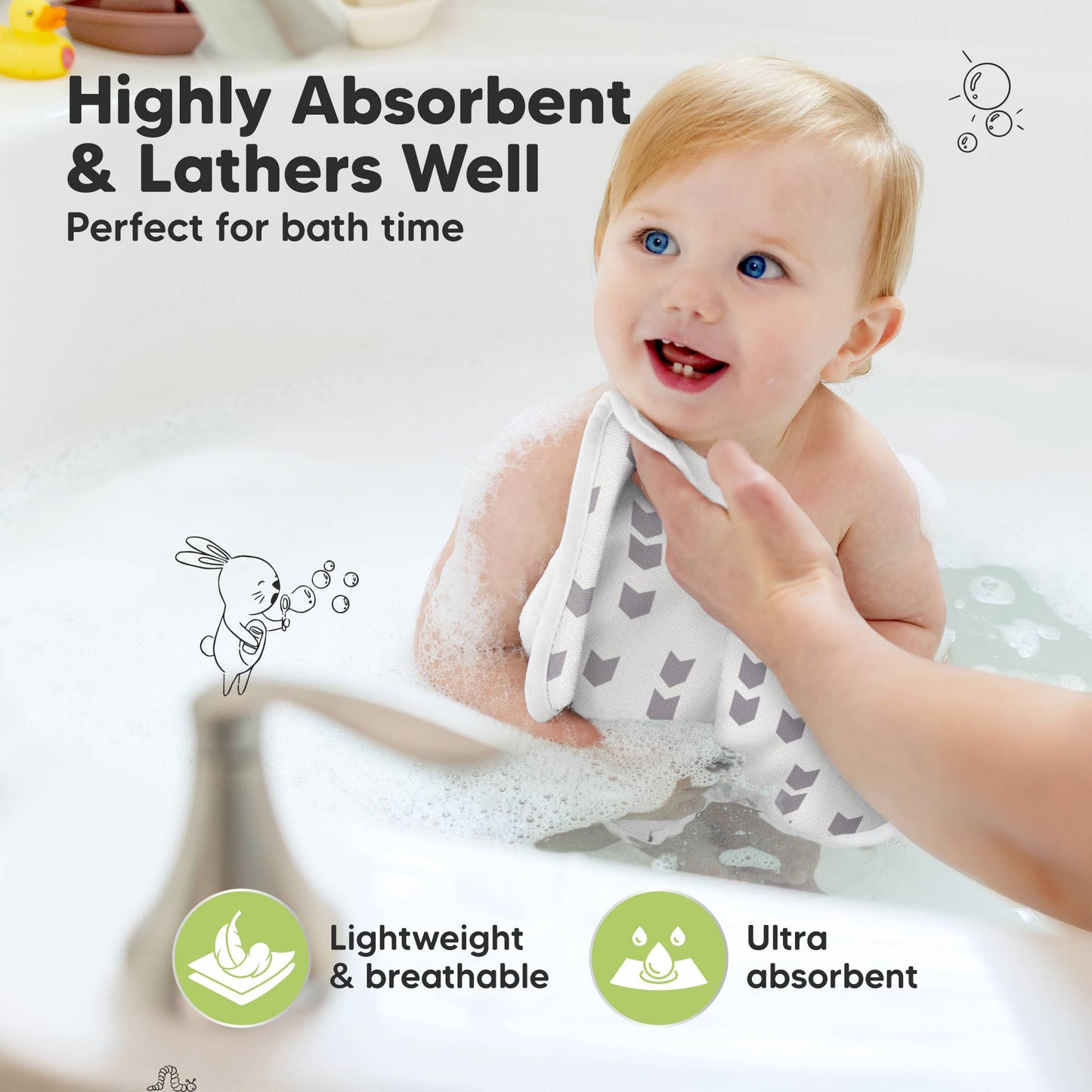 6-Pack Organic Cami Baby Washcloths for Face & Bath Towels