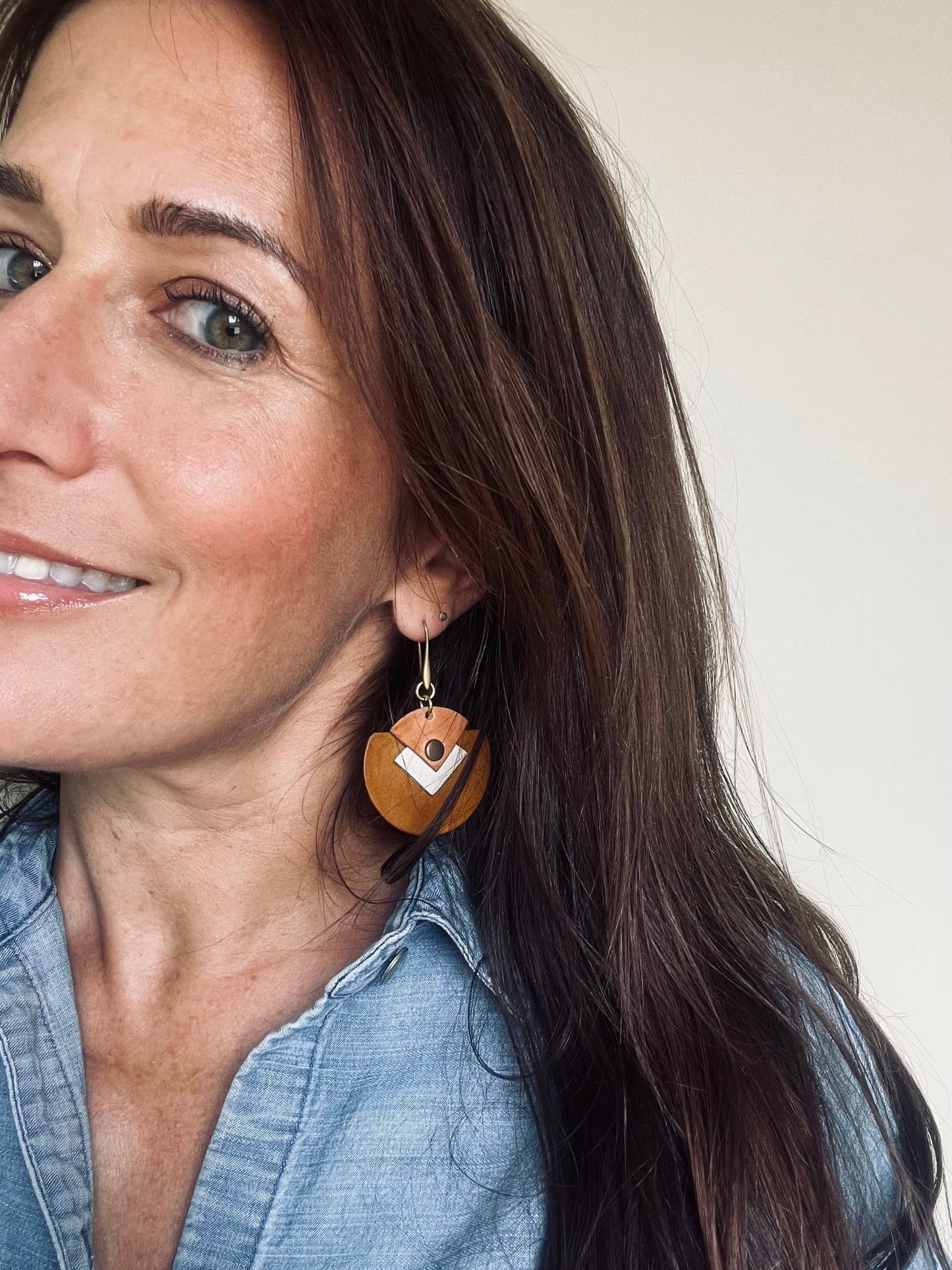 Handcrafted Leather, Brown, Desert Bloom Earrings